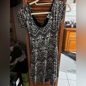 PINK Victoria's Secret Black and White short sleeve dress with open back